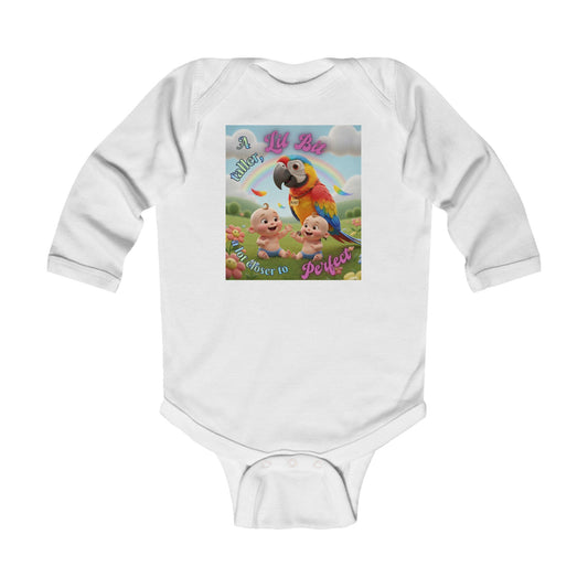 Cute "A Lil Bit taller, a lot closer to Perfect. " Infant Long Sleeve Bodysuit – Perfect for Baby Showers and Celebrations