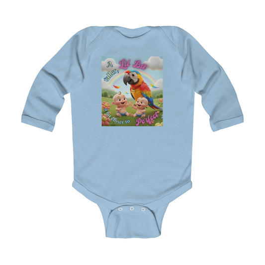 Cute "A Lil Bit taller, a lot closer to Perfect. " Infant Long Sleeve Bodysuit – Perfect for Baby Showers and Celebrations